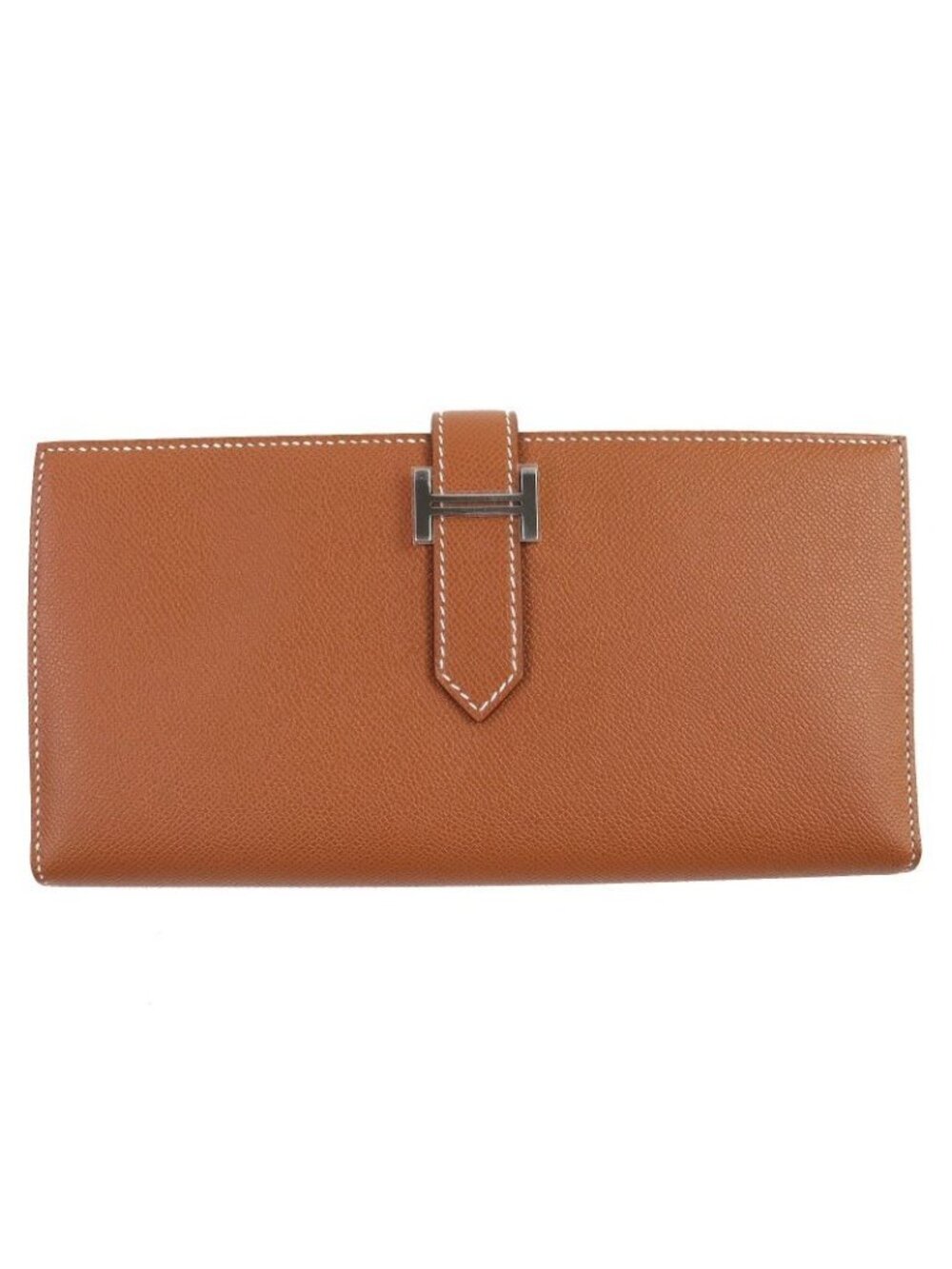 Hermes Bearn Soufflet Vaume D'adam Gold Silver Hardware H Logo Long Wallet